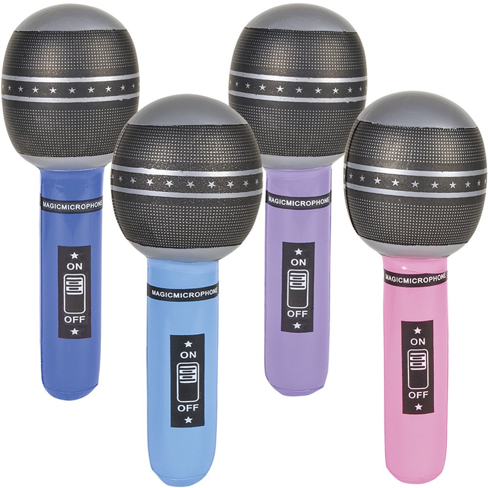 Inflatable Prop Microphones 12 Count Assorted Colors Costume Accessory
