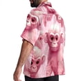 thumbnail image 3 of Pink Monkey Gorilla Men's Short Sleeve Beach Shirts, Casual Printed Button Down, Summer Unisex Spread Collar Tops, 3 of 6