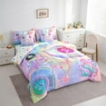 thumbnail image 3 of Manfei Teen Musical Note Bedding Set 7-Piece, Princess Butterfly King Comforter Sets, Dreamy Mystic Galaxy Reversible Bed Sheets, Ultra Soft Home Decor, 3 of 7