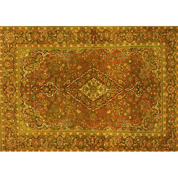 Ahgly Company Indoor Rectangle Persian Yellow Traditional Area Rugs, 7' x 9'