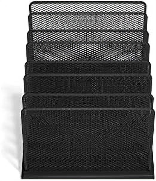 Tr57559Cc 7 Compartment Wire Mesh File Organizer, Matte Black