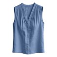 thumbnail image 5 of ClodeEU Women's Sleeveless V Neck Button Down Blouse,Solid Color Casual Tank Top for Summer Blue,Women's Plus S, 5 of 9