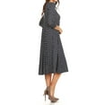 thumbnail image 4 of MOA Collection Women's Loose Fit Scoop Neck 3/4 Sleeve Polka Dot Patterned A-Line Midi Dress, 4 of 6