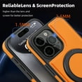 thumbnail image 6 of 3-in-1 [Magnetic+KickStand+Ring Holder] for iPhone 16 Pro Max PU Leather Case, Compatible with MagSafe, Invisible 360° Rotatable Ring Stand Shockproof Protective Magnetic Cover,Orange, 6 of 8
