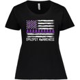 thumbnail image 3 of Inktastic Epilepsy Awareness Purple Ribbons and Flag Women's Plus Size T-Shirt, 3 of 5
