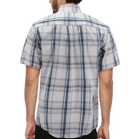 VKWEAR - Men’s Cotton Casual Short Sleeve Classic Collared Plaid Button ...