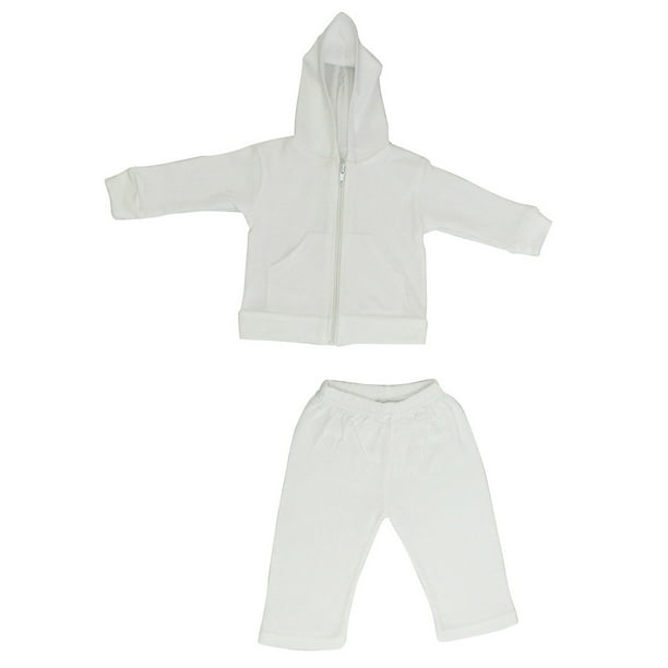 Bambini Bambini White Interlock Sweat Pants & Hoodie, 2pc Outift Set