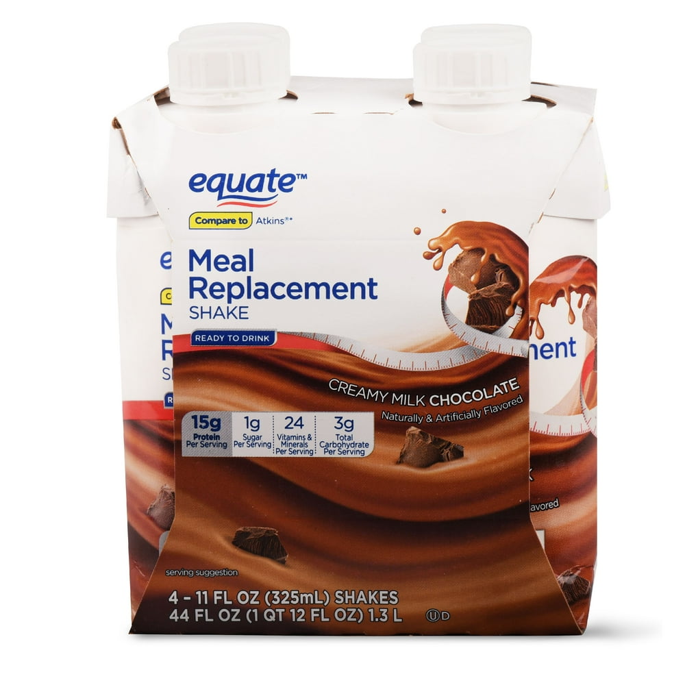 Equate Meal Replacement Milk Chocolate Shake, 44 Oz, 4 Count Walmart