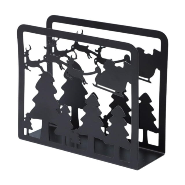Servilletero navideño, soporte para decoración de mesa para restaurante, organizador de pañuelos resistente y decorativo de 12 x 4,2 x 10 cm Estilo C