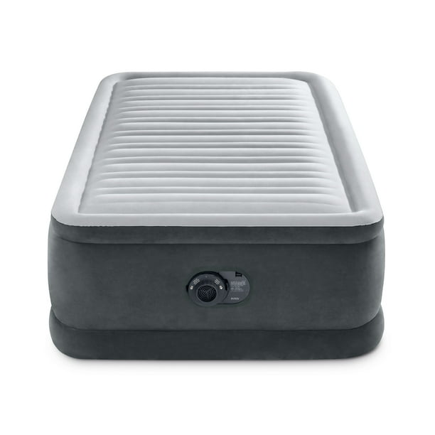 Intex Dura Beam Deluxe 13 in H Twin Air Mattress with Built In Electric Pump L67765