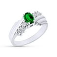thumbnail image 3 of Oval Shape Natural Diamond And Simulated Emerald In 14K White Gold Over 925 Sterling Silver Ring Size 12, 3 of 4