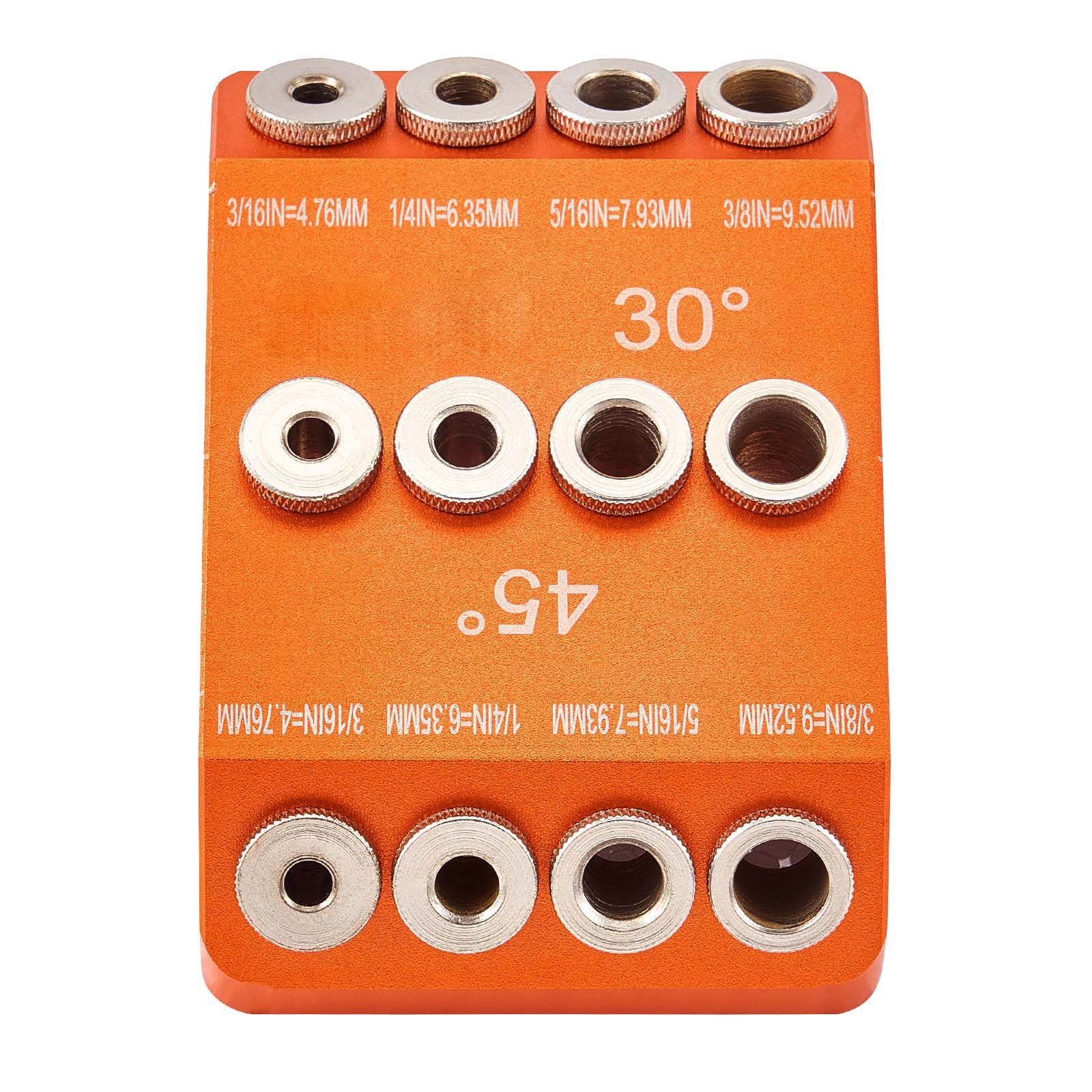 Drill Guide with 3 Drilling Angles 30°/45°/90°, 4 Guide Sizes, Portable Drill Jig for Angled Horizontal Precise Hole Placement Woodworking