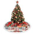 thumbnail image 4 of Christmas Tree Skirt, Patchwork In Country Style Christmas Tree Decorations Indoor, Tree Skirts Mat With Tassel Trim for Halloween New Year Holiday Christmas Party Decor 36 Inches, 4 of 7