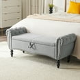 thumbnail image 4 of Furniliving Storage Bench Button Tufted End of Bed Bench Storage Ottoman for Living Room, Bedroom, Light Gray, 4 of 9