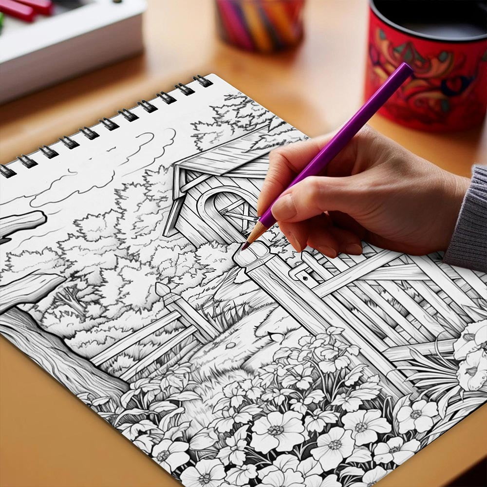 Netecom English Country Garden Coloring Book for Adults, Spiral Bound, Soft Cover