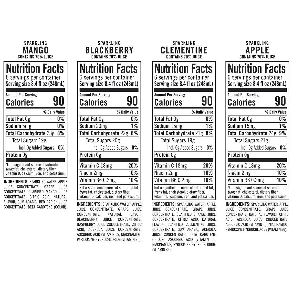 IZZE Sparkling Juice Beverage, Variety Pack, 8.4 Fluid Ounce (Pack of 24)