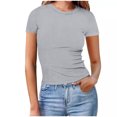 thumbnail image 1 of Eres Más Que una Camisa de Puntuación de Prueba Sexy de Manga Corta Lentejuelas Suelta Camisa de Blusa con Cuello en V, Poliéster, 1 of 6