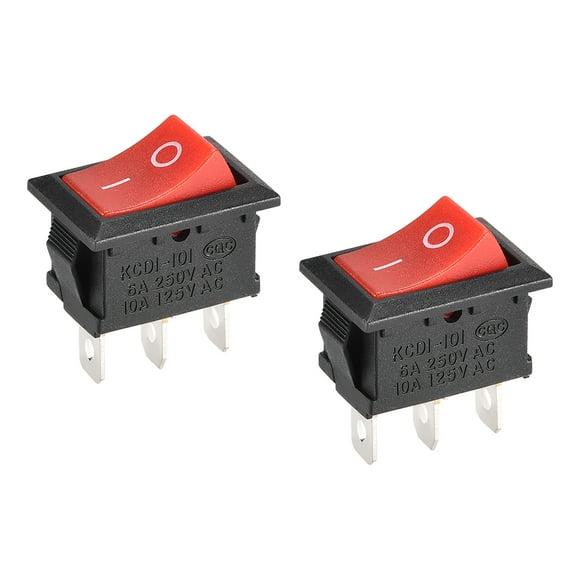 Unique Bargains Mini Boat Rocker Switch Red Toggle Switch for Boat Car Marine 3pins ON/ON AC 250V/6A 125V/10A ,2pcs