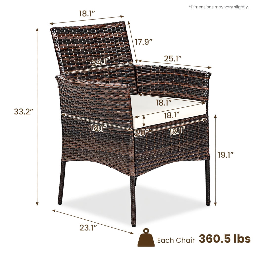 Hommoo 2-Pack Outdoor PE Rattan Armchairs with Removable Off-White Cushions, Weatherproof Steel Frame, Ergonomic Design for Patio, Backyard & Poolside, Brown