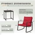 thumbnail image 3 of SOLAURA 3-Piece Outdoor Patio Bistro Set with Black Wicker Rocking Chairs and Glass Coffee Table - Red, 3 of 8