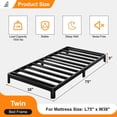 thumbnail image 2 of Bedofmine 5" Twin Bed Frames Metal Platform Heavy Duty, No Box Spring Needed, Easy Assembly, Rounded Corners, Black, 2 of 9