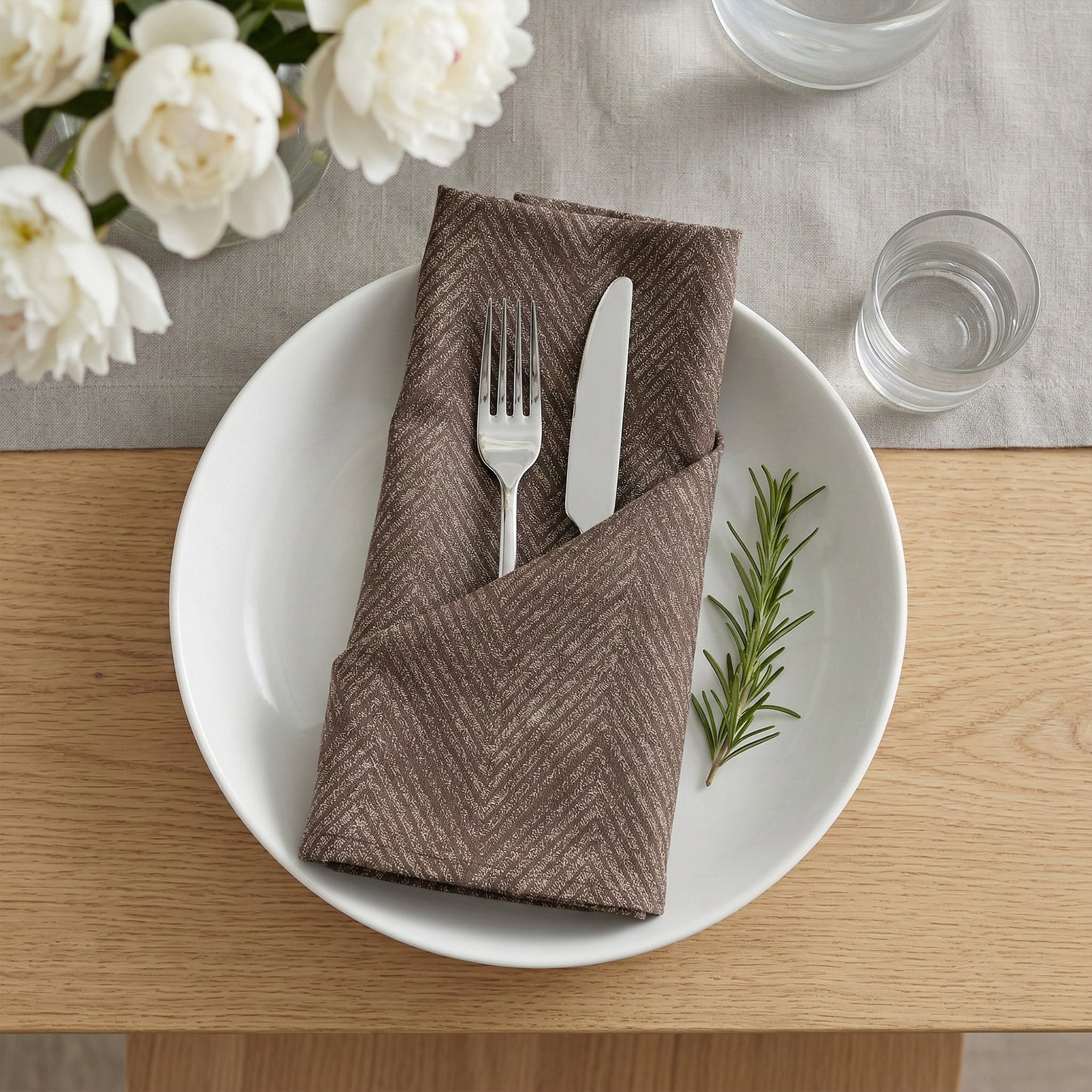 Unique Bargains 6 Pack Cotton Washable Reusable Dinner Napkins for Events Brown 18"x18"