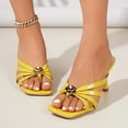 thumbnail image 2 of SACFOF Women'S Strappy Round Open Toe Kitten Heels Mules Fashion Knotted Design Metal Buckle Stiletto Sandals Summer Party Ball High Heel Sandals, 2 of 6