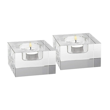 - (D) Crystal Centerpiece Dakota 2-pc Set Clear T-Lite Block