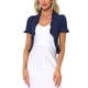 thumbnail image 1 of Cárdigan Corto INSPIRE CHIC para Mujeres, Abierto Frontal, con Volantes, Tejido, Talla XS, Azul Marino, 1 of 6