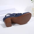 thumbnail image 3 of FRSASU Women's Open Toe Heeled Sandals Leather Platforms Summer Dressy Sandals Adjust Ankle Strap Chunky Block Comfort Heel Navy, 3 of 9