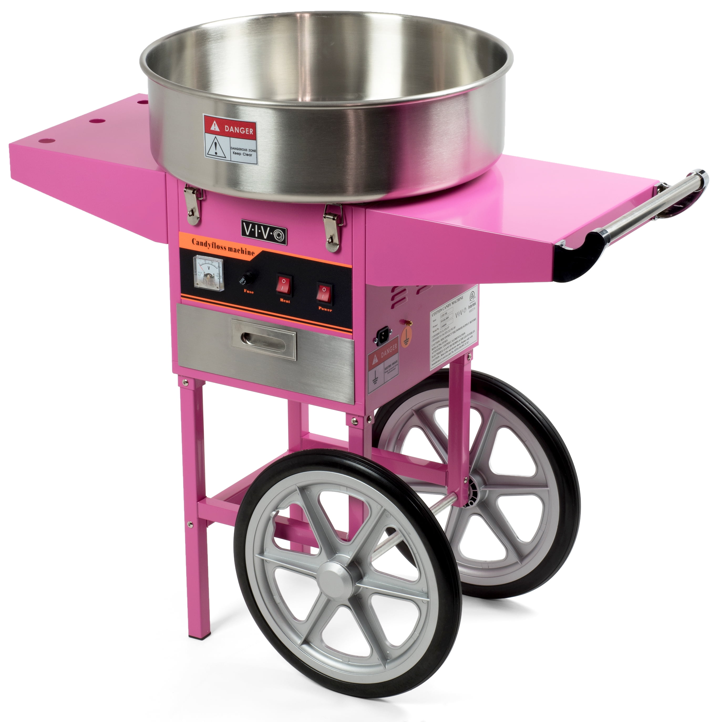Floss Maker Pink Cart Stand Electric Commercial Cotton Candy Machine 
