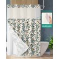 thumbnail image 2 of No Hook Shower Curtain with Snap in Liner, Hand-painted Plant Bird Vine Birdhouse Hotel Shower Curtains for Bathroom, Washable Shower Curtain Liner Set with Mesh Top Window, 66"x72", 2 of 6