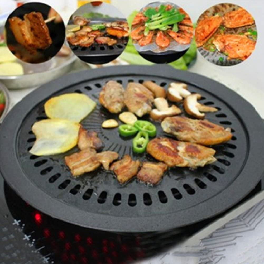 Round Griddle, Bbq Grill Plate Smokeless Non-Stick Grill Pans, Indoor Stove Grill Plate Healthy Cooking Bbq Cooking Kitchen Tool