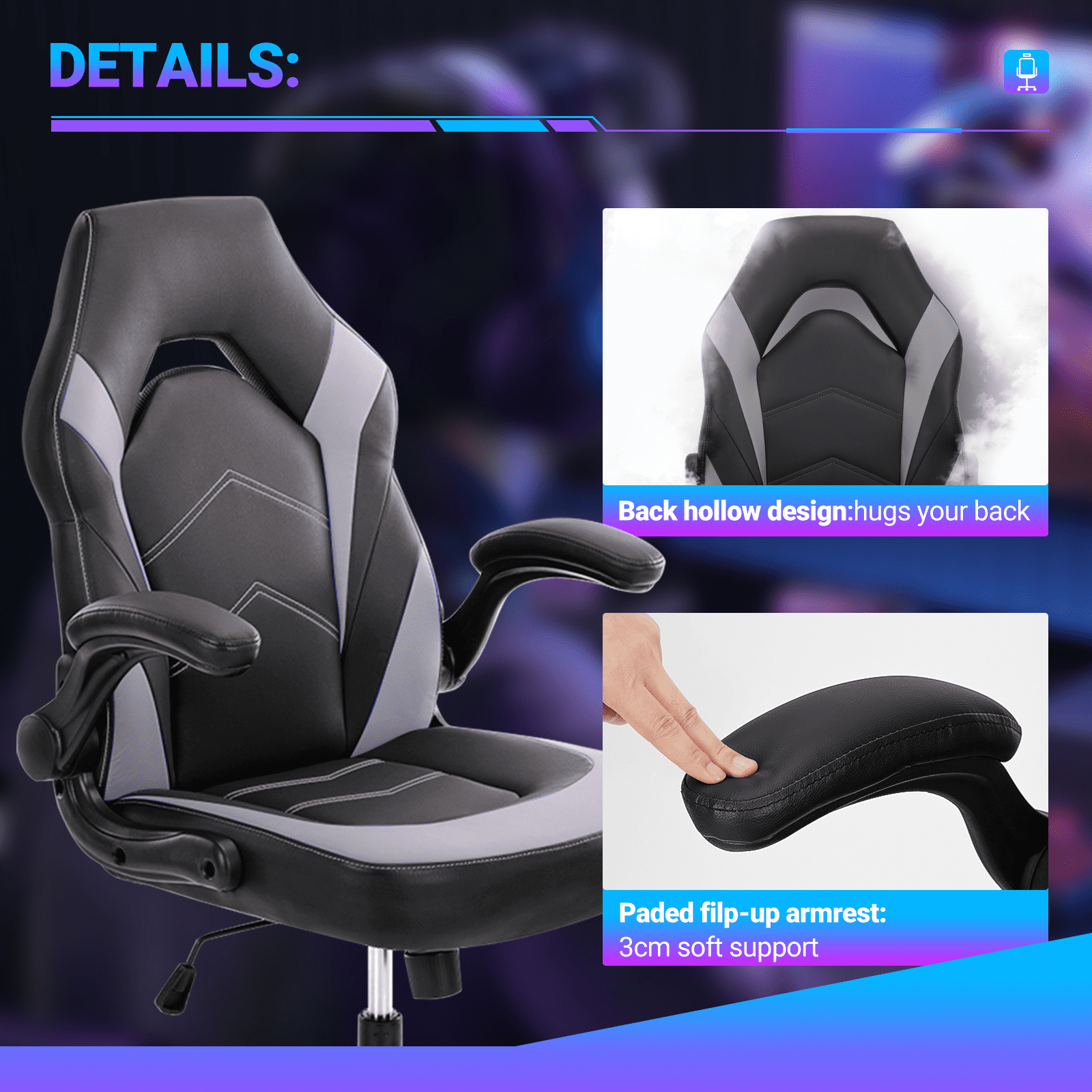 MAYEERTY Video Game Chairs with S-shaped backrest,Gamer Chair for Adults, 300lb Capacity, Racing Style Computer Chair with Ergonomic Lumbar Support, Gaming Chairs for Teens