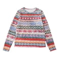 thumbnail image 2 of Bovemsi Sweaters for Women Cozy Women's Knitted Isle Print Retro Sweater Casual Loose Crewneck Long Sleeve Cropped Pullover Tops Fall Sweaters, 2 of 5