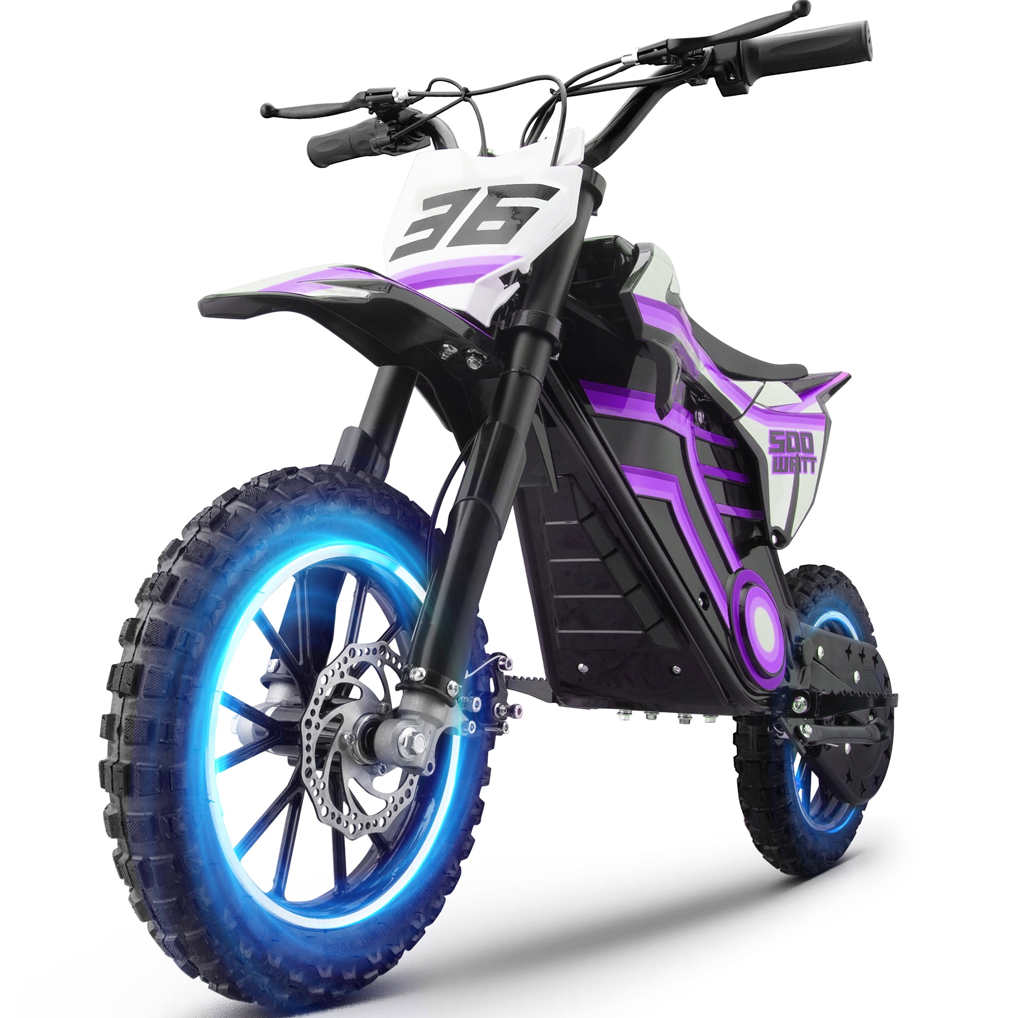 QEASET electric dirt bike, 500W kids dirt bike for Boys Girls Age 8-14, Purple