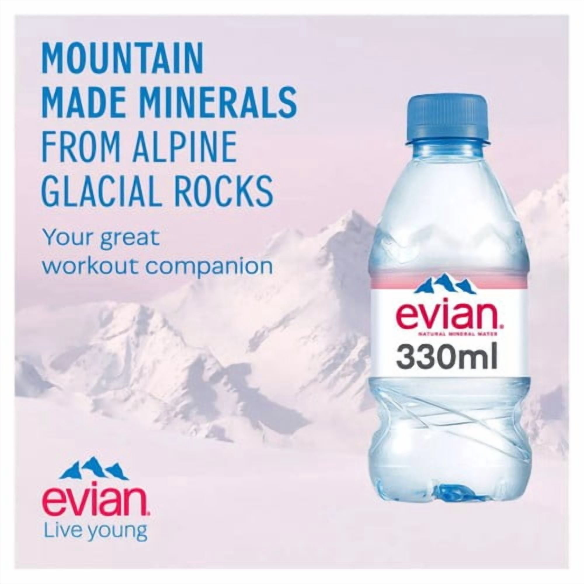 Evian Still Mineral Water 12 x 330ml, British Import (Pack of 2)