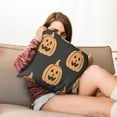 thumbnail image 6 of Halloween Throw Pillow Cases Happy Halloween Ghost Boo Spooky Pillow Cover Sofa Bed Throw Cushion Cover for Living Room Decor,16x16 Inch (2Pcs), 6 of 6