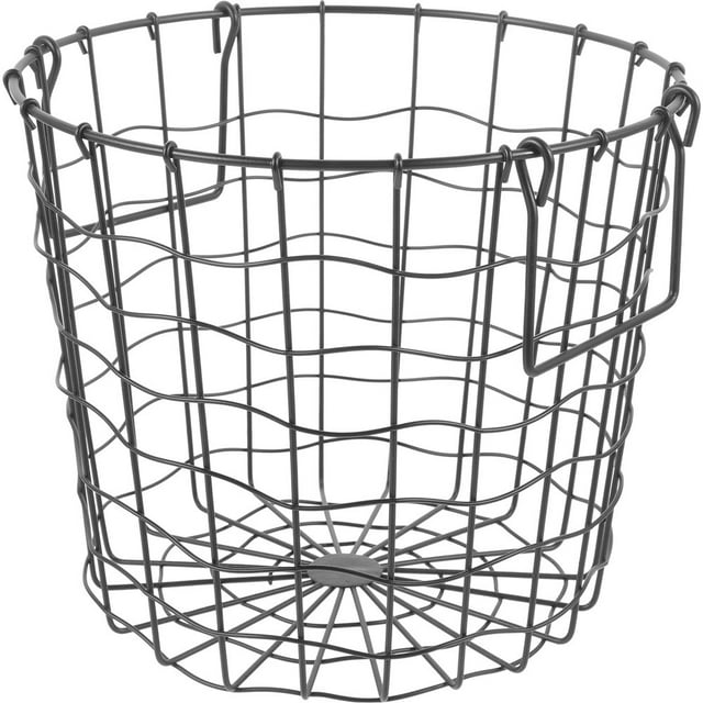 CUITING Paniers en Fil Métallique Bacs de Rangement Transparents Ronds en Fer pour Bois de Chauffage Extérieur (Noir)
