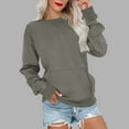 thumbnail image 3 of Dwellite Oversized Sweatshirt for Women Crewneck Fleece Pullover Soft Trendy Sweatshirts Plus Size Cute Hoodies with Pocket Dark Green L, 3 of 5