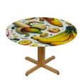 thumbnail image 3 of Nawypu  Cute Banana Leaves Fitted Round Tablecloth Waterproof Table Cloth with Elastic Edge Wipe Clean Table Cover for Indoor Outdoor, 3 of 7