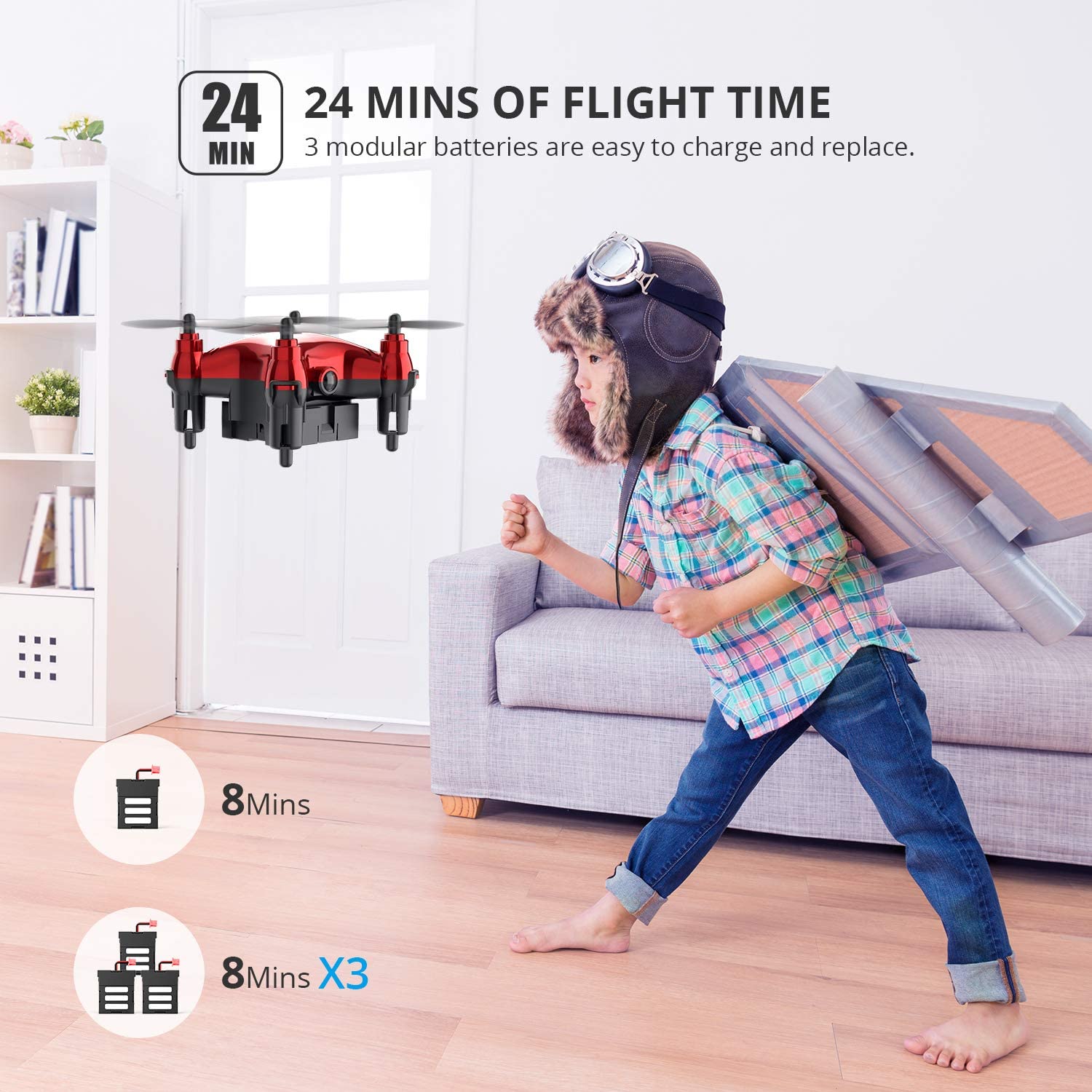 Mini Drone with 3 Batteries RC Nano Quacopter Drone for Kids Beginners RC Helicopter with Auto Hovering 3D Flip Headless Mode Play Outdoor and Indoor