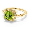 thumbnail image 2 of Gem Stone King 2.60 Ct Cushion Checkerboard Green Peridot White Created Sapphire 18K Yellow Gold Plated Silver Ring, 2 of 6