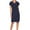 Navy, variant on Kmdttou Dresses for Women Plus Size Plain Casual Fashionable Solid Color Slit Short Sleeved V-neck Dress