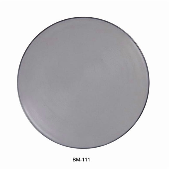 Yanco BM-111 11.5 x 1.25 in. Birmingham Melamine Round Plate, Gray & Black - Pack of 12