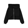 thumbnail image 3 of HAOTAGS Girls Hooded Windbreaker Jacket (4T–13) Warm, Windproof, Zip-Up Casual Coat with Pockets for Kids Black Size 6, 3 of 10