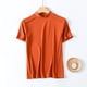 thumbnail image 1 of Fiudx Liquidación de Ahorros de Verano Camiseta Lisa con Cuello Redondo y Medio Cuello Alto para Mujer, Camiseta Básica de Manga Corta, Top/Camisa de Manga Corta con Cuello Redondo, 1 of 3