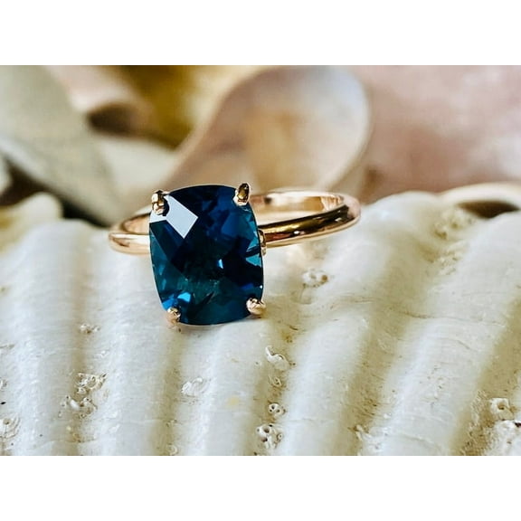 Natural Swiss Blue Topaz Ring 14k Gold Fill Ring Stackable Ring Handmade Ring Gemstone Ring Promise Ring Woman Ring Engagement Ring.