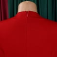 thumbnail image 5 of AURA Plus Size Pencil Midi Dress Round Neck High Waist Bodycon Ruched 9 10 Sleeve Elegant Work Dress, 5 of 9