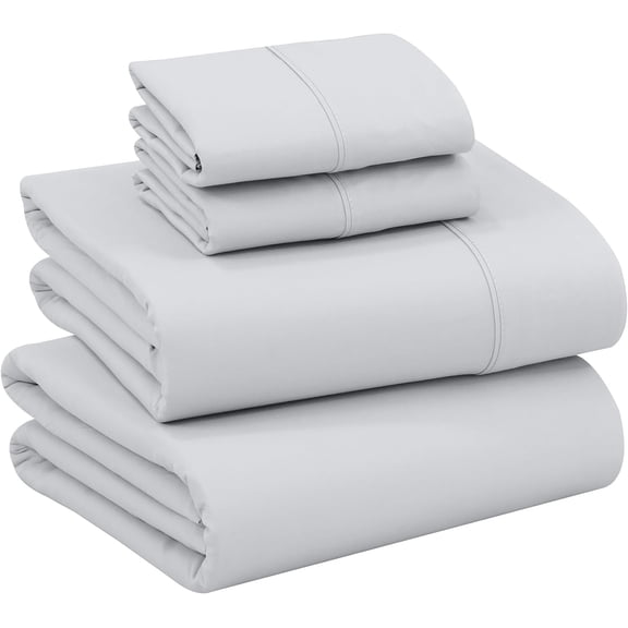 King Size Sheet Set, 100% Cotton Percale 4-Piece Bedding, Soft & Breathable Deep Pocket 16" Hotel Style Cooling Sheets, Quiet Gray